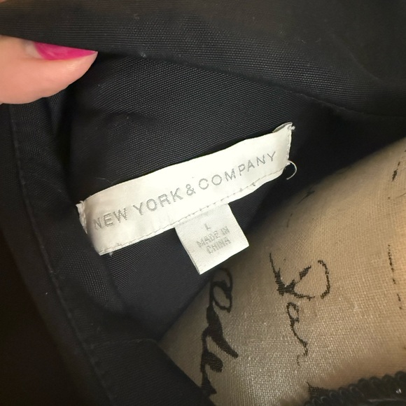 New York & Co black trench coat with ruffle detail - Picture 3 of 3